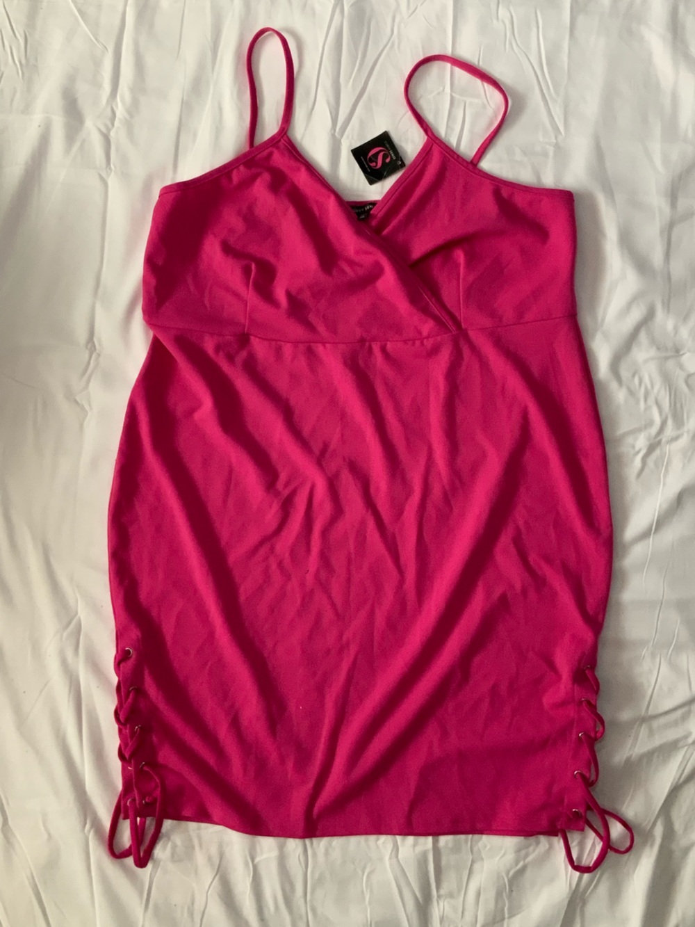 Women’s Hot Pink Mini Dress with Side Lace-Up